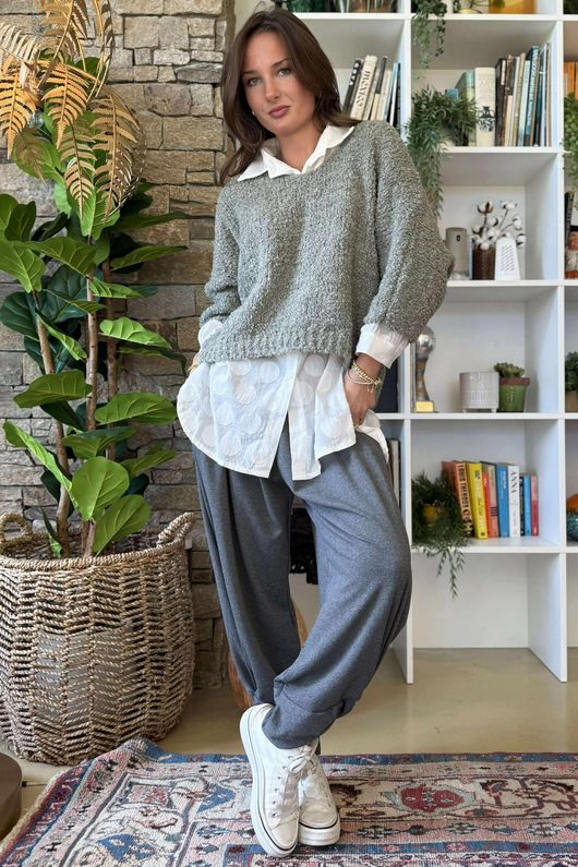 Hygge Boucle Slouch Knit Soft Sage